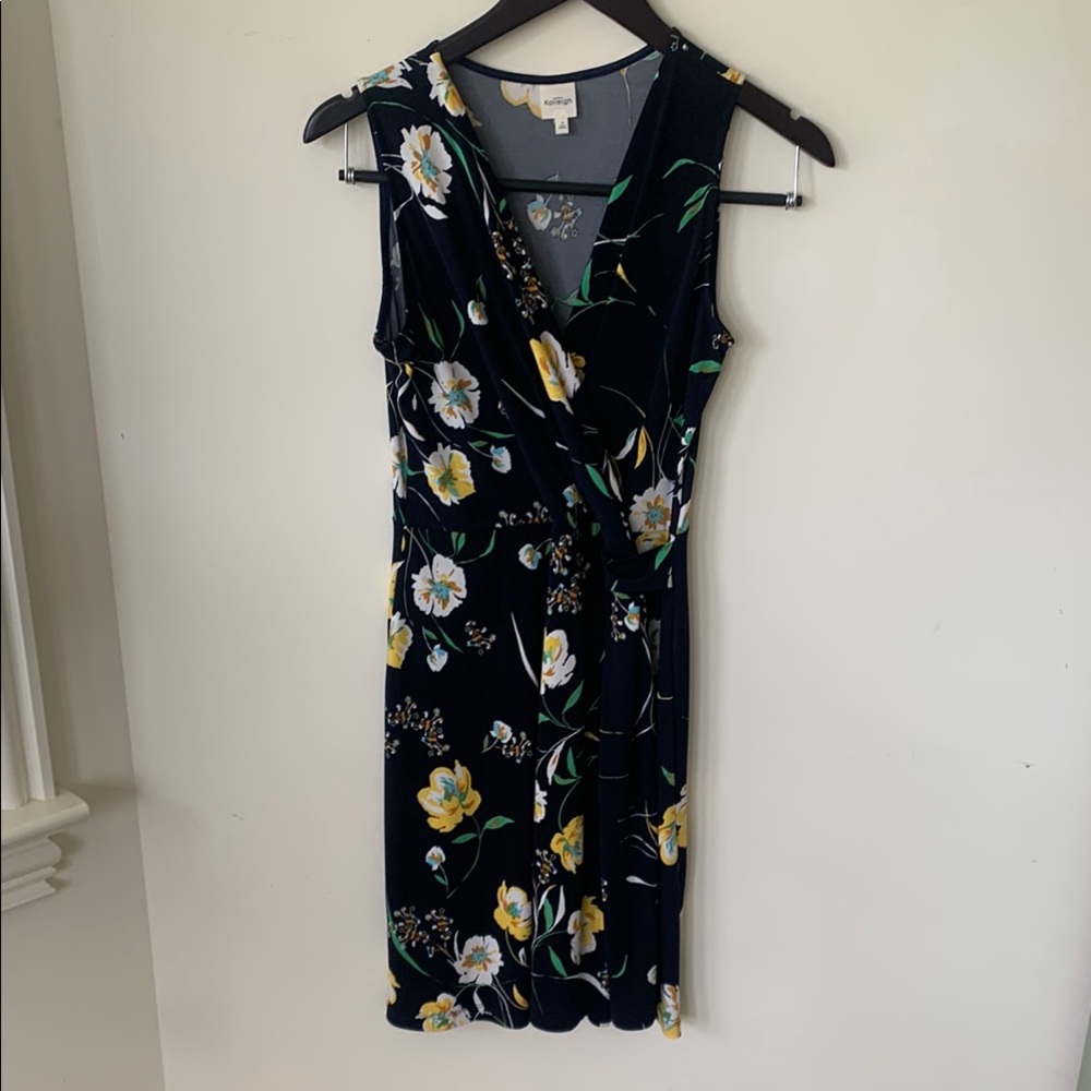 Kaileigh Blue Sheath Midi Dress V-Neck sleeveless summer